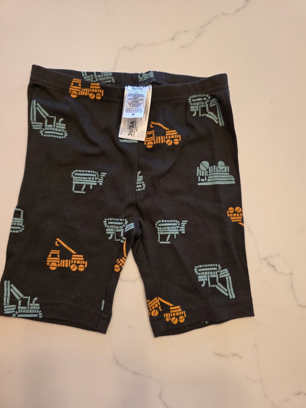 Carter's Black Shorts with Orange and Teal Construction Print